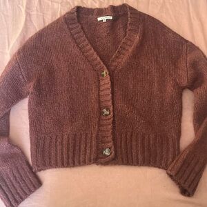 Z Supply Dark Mauve Cropped Cardigan Sweater